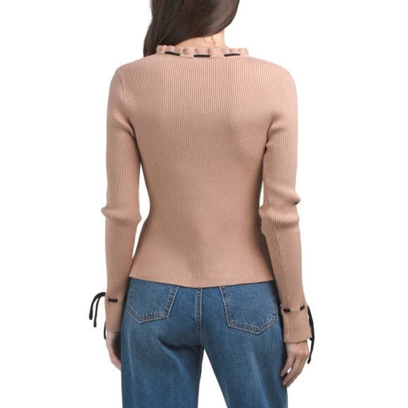 SUNDAY EDITION Taupe Cardigan With Bow Details - Picture 2 of 2